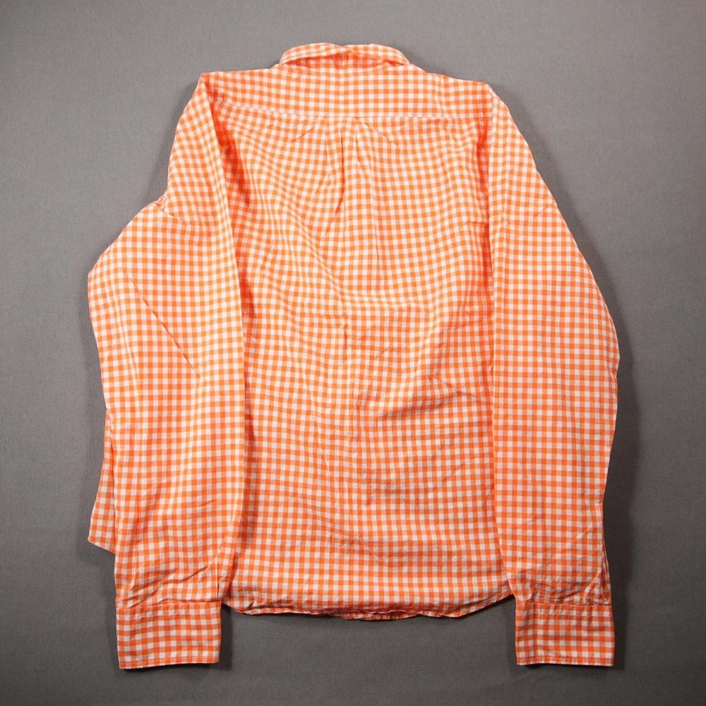 Youth Polo Ralph Lauren Gingham Plaid Long Vacation Costal Orange Shirt XL